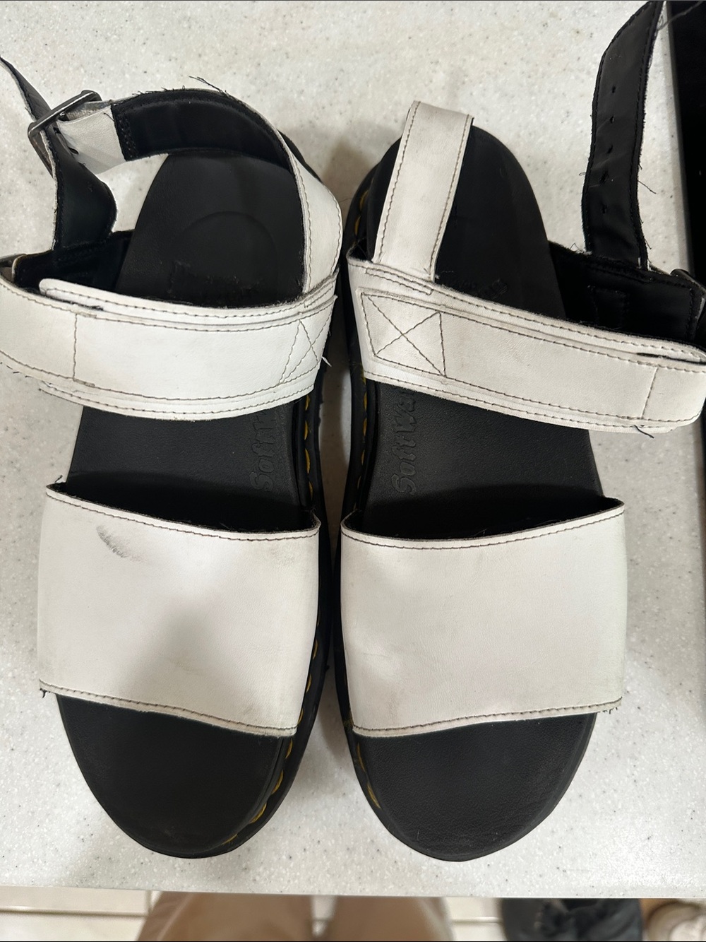 Dr. Martens White Leather Strap Sandals - Women's Comfortable Casual Sandals